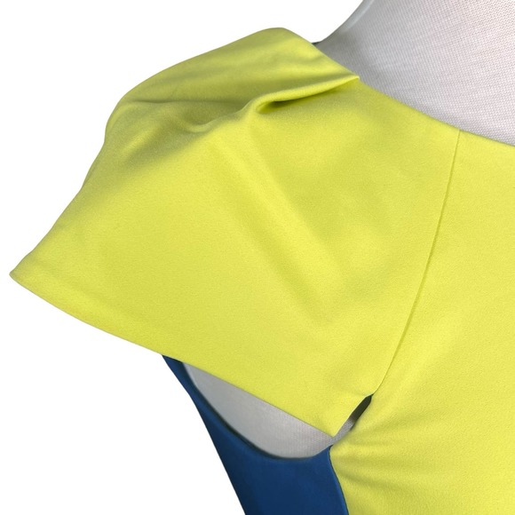 Belle Badgley Mischka Chartreuse & Blue Sheath Dress Size 2 - Picture 7 of 10